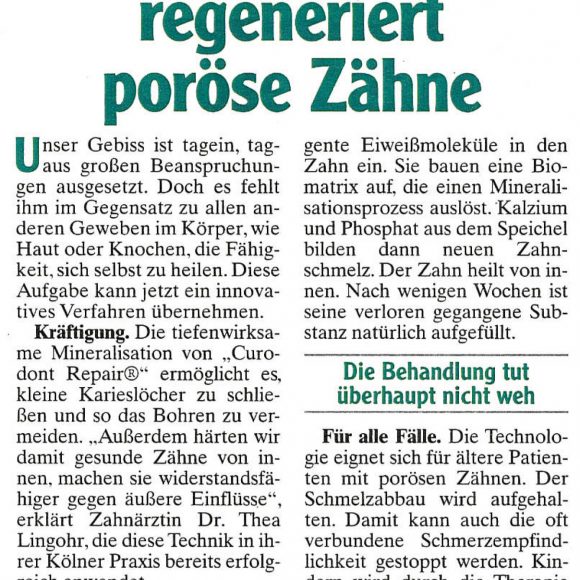 Neue Technologie regeneriert poröse Zähne Neue Technologie regeneriert poröse Zähne